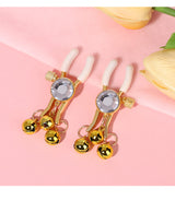 Sexy SM Props Gemstone Bell Nipple Clamps for Women Flirting Teasing Nipple Clips Tassel Chain Clips