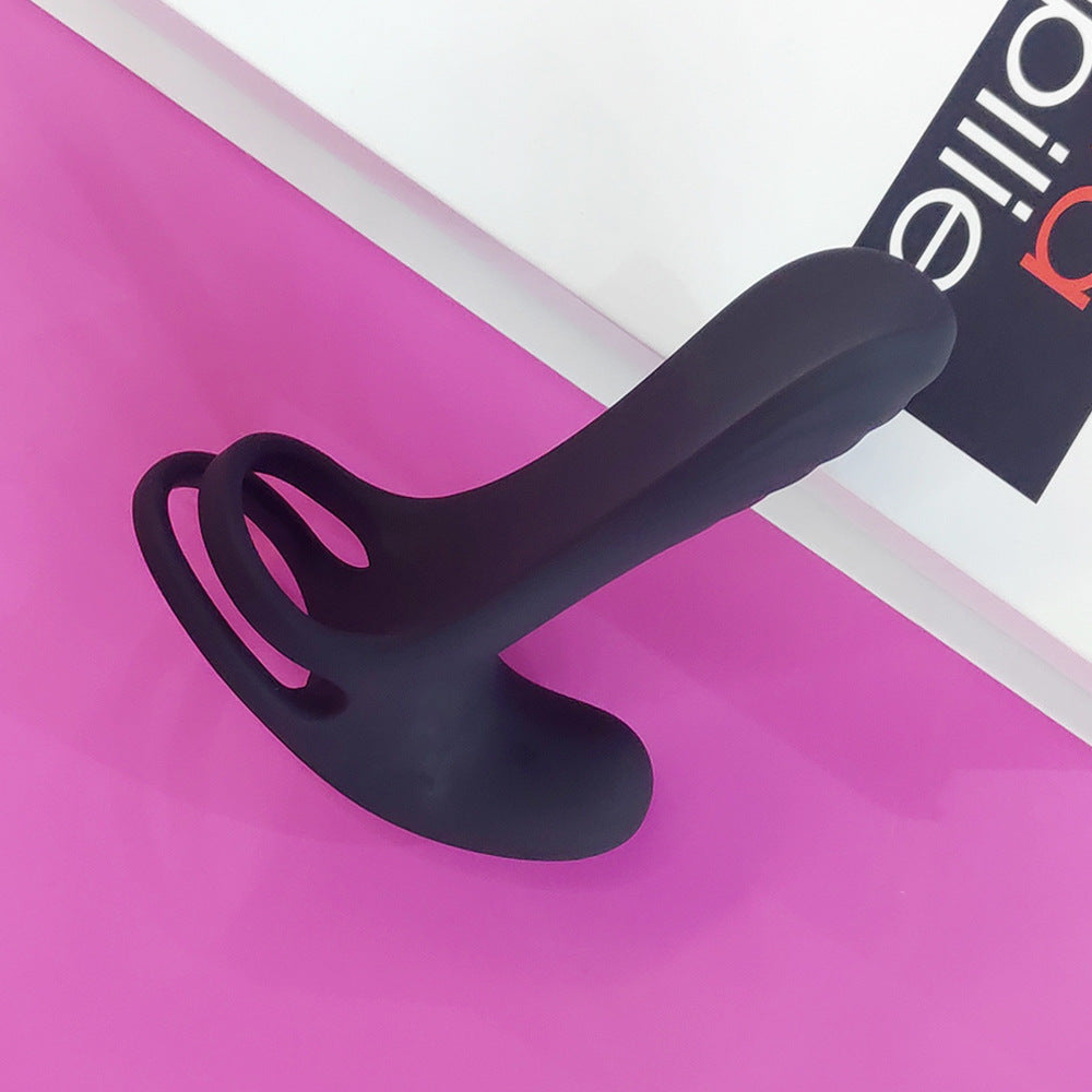 Locking Semen Ring Double Ring Three-Point Unisex Masturbator Silicone Insertable Vibrating Ring