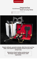 High-end SM Props Genuine Leather 8-Piece Set with Case Bondage Handcuffs Leash Collar Punishment Training Whip Adult Products
