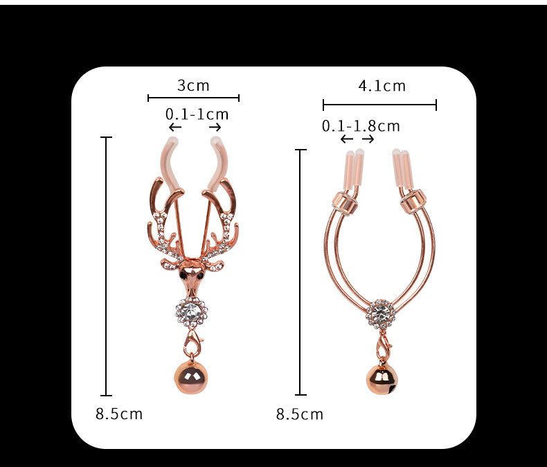 Sexy SM Props Antlers Bells Nipple Clamps Couple Flirting Teasing Nipple Clamps Vagina Clamps Toys