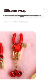Sexy SM Props Gemstone Bell Nipple Clamps for Women Flirting Teasing Nipple Clips Tassel Chain Clips