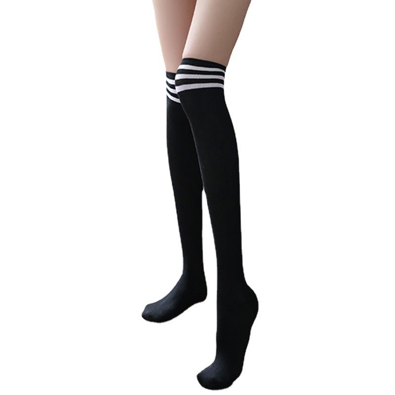 Sexy Long Tube Student Girl Over-the-Knee Socks Summer Style College Style White Thin Thigh JK High Tube Three-Stripe Striped Socks