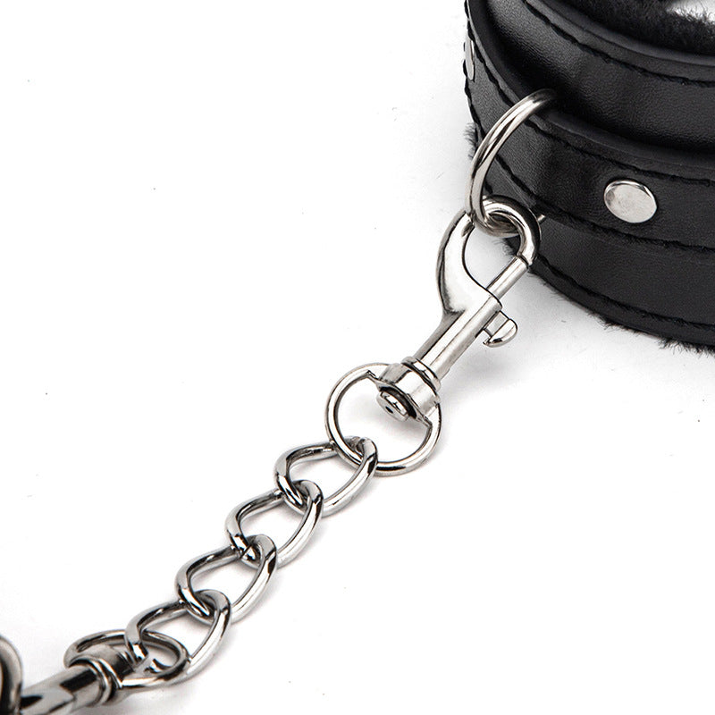 Sex Toys SM Props Back Binding Cross Buckle Plush 3-Piece Set SM Training Binding Handcuffs Footcuffs Adult