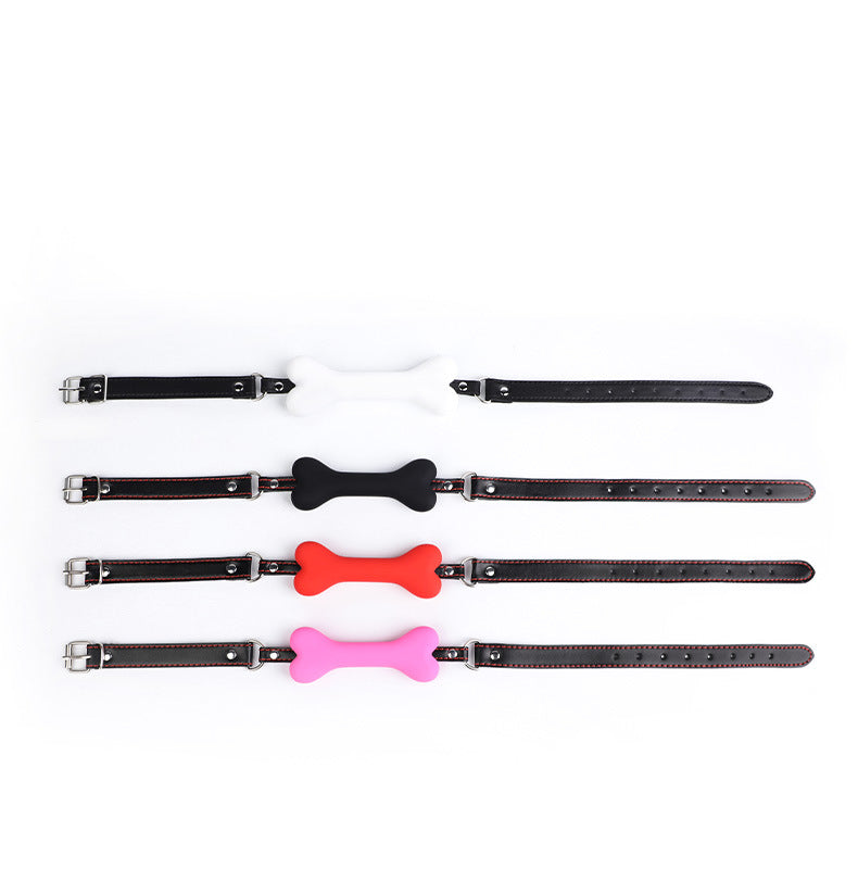 Erotic SM Props Bone Mouth Gag Humiliation Training Silicone Mouth Ball Erotic Nipple Clamps Mouth Cage Alternative Adult Products