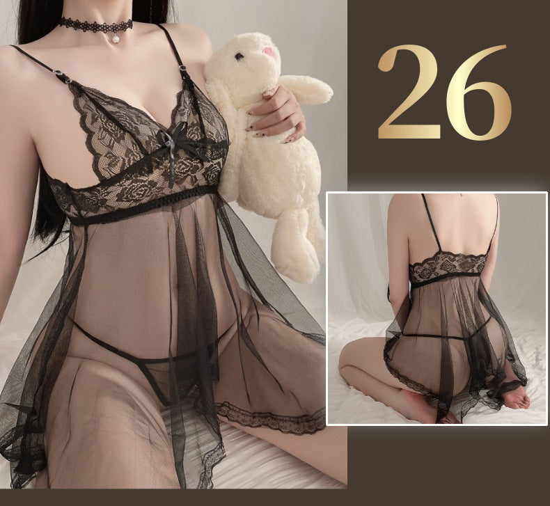Sexy Lingerie Open Crotch Passion Set Transparent Temptation Sexy Stockings One-piece Fishnet Uniform