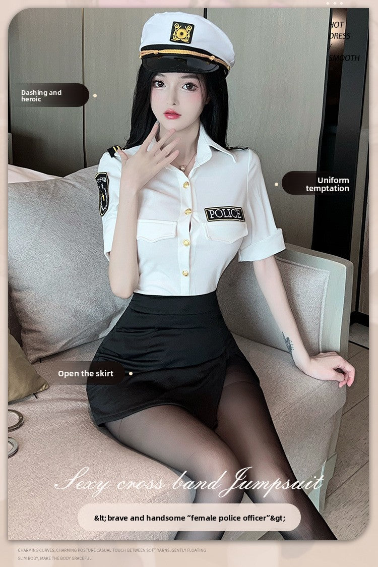 Sexy Erotic Lingerie Policewoman Uniform Temptation Role Play Set Hot Flirting Pajamas Women 5084