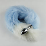 Color Block Fox Tail Anal Plug for Women Back Court Development Erotic Anal Plug SM Props Metal Anal Plug Adult Products