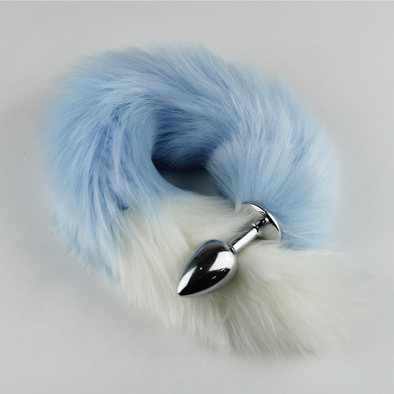 Color Block Fox Tail Anal Plug for Women Back Court Development Erotic Anal Plug SM Props Metal Anal Plug Adult Products