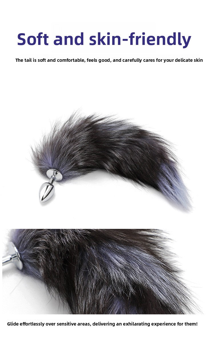 Back Court Development SM Props Real Fur Fox Tail Anal Plug Anal Expansion Masturbation Toy Metal Anal Plug Adult Products