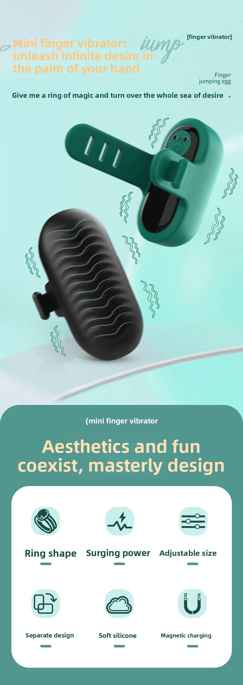 Finger Vibrator Female Masturbator Clitoral Stimulation Effort-Saving Vibrating Finger Ring Erotic Finger Vibrator