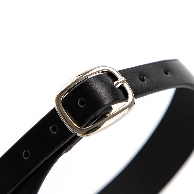 SM Props Black Leather Sexy Collar Female Training Leash Bell Collar