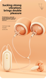 Double Cover Breast Suction Vibrator Strong Vibration Female Masturbator Shared Toy