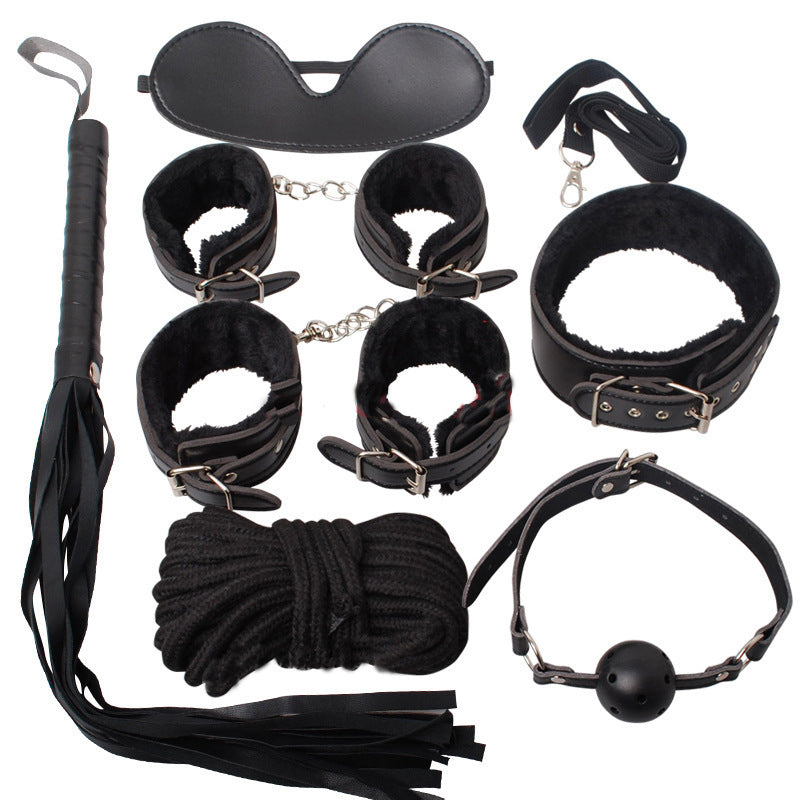 New Sexy Seven-Piece Set Plush Leather Binding Restraint Rope Sex Toys Alternative Couples Flirting Adult Use