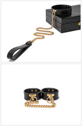High-end SM Props Genuine Leather 8-Piece Set with Case Bondage Handcuffs Leash Collar Punishment Training Whip Adult Products