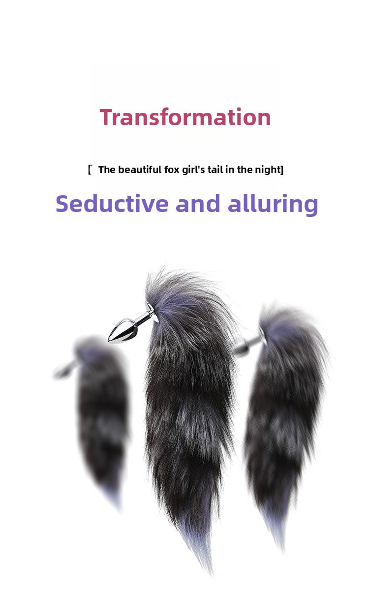 Back Court Development SM Props Real Fur Fox Tail Anal Plug Anal Expansion Masturbation Toy Metal Anal Plug Adult Products