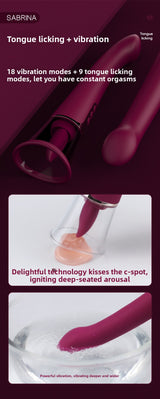 Sabrina Realistic Tongue Licking Sucking Inserting Vibrator for Men and Women Rechargeable