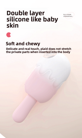 Ice Cream Stick Female Masturbator Cute Design Vibrating Suction Patting Multi-Functional Smooth Vibrator Insertion