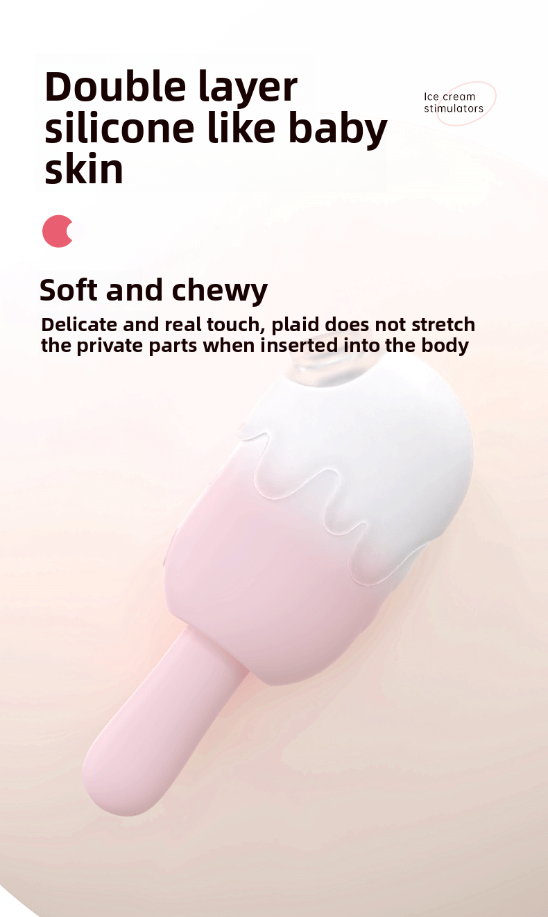 Ice Cream Stick Female Masturbator Cute Design Vibrating Suction Patting Multi-Functional Smooth Vibrator Insertion