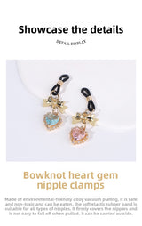 Sexy Props Supplies Bowknot Love Breast Clip Female Wearable Chest Flirting Teasing Stimulating Adult Products