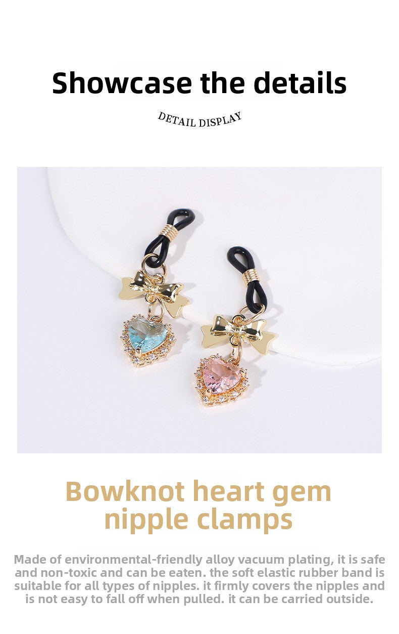 Sexy Props Supplies Bowknot Love Breast Clip Female Wearable Chest Flirting Teasing Stimulating Adult Products