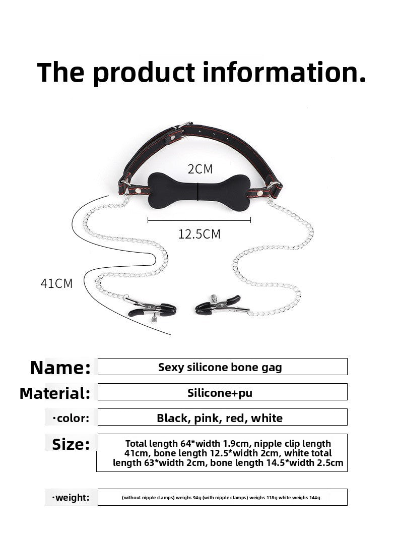 Erotic SM Props Bone Mouth Gag Humiliation Training Silicone Mouth Ball Erotic Nipple Clamps Mouth Cage Alternative Adult Products