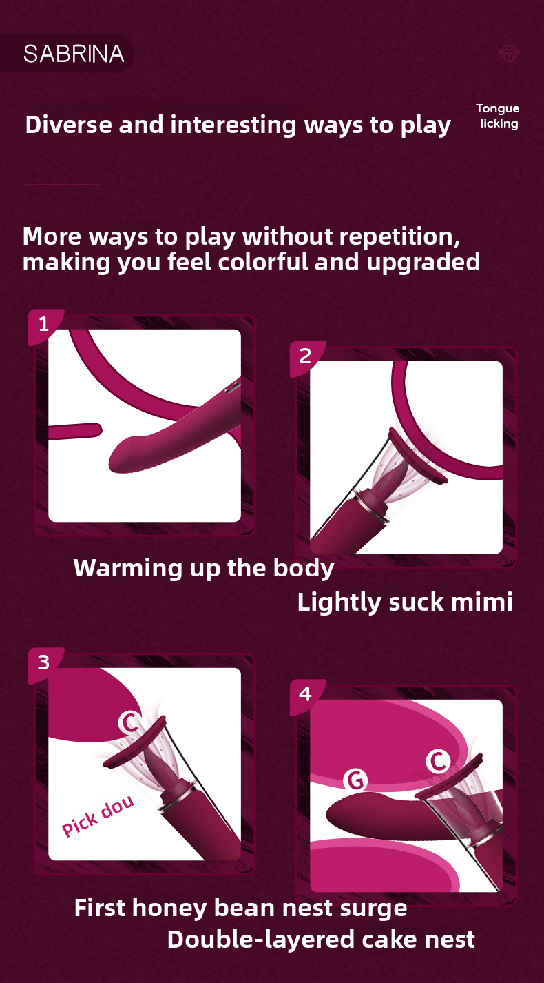 Sabrina Realistic Tongue Licking Sucking Inserting Vibrator for Men and Women Rechargeable