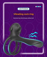 Unisex Vibrating Delay Licking Dog Electric Semen Locking Ring Double Ring Penis Sleeve Wireless Adult Male Products Toys