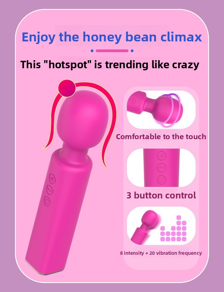 Female AV Wand Vibration 20 Frequency 8 Speed Handheld Massage Wand USB Charging Foreign Trade Hot Selling Sex Toys