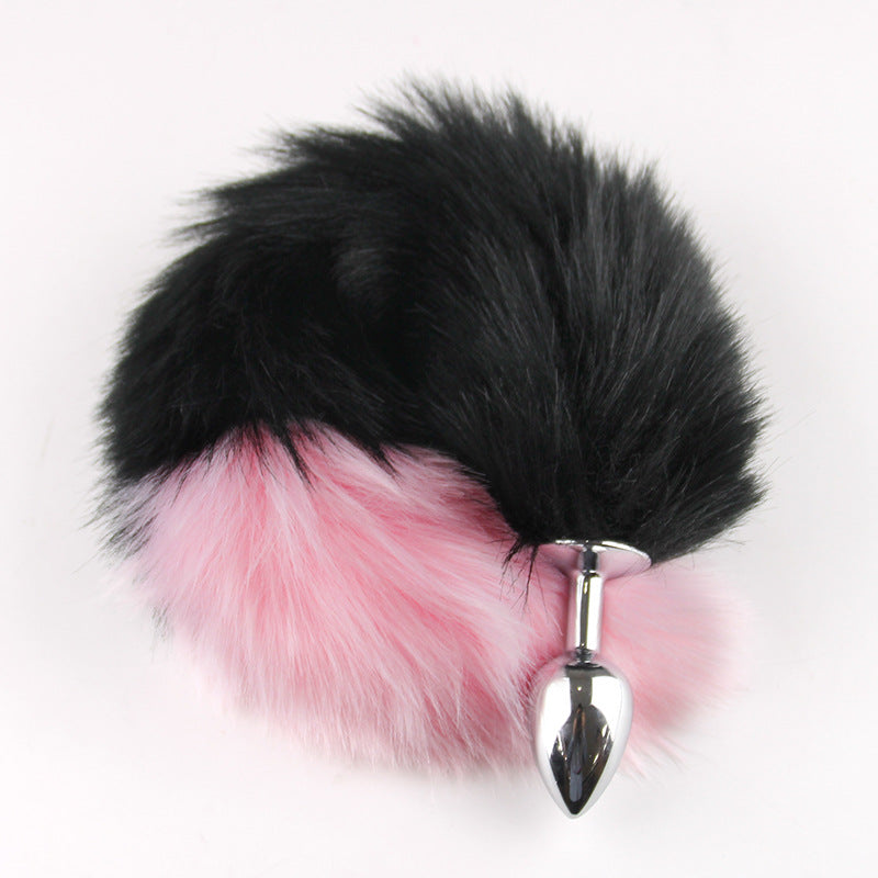 Color Block Fox Tail Anal Plug for Women Back Court Development Erotic Anal Plug SM Props Metal Anal Plug Adult Products