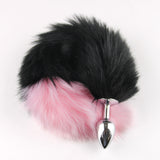 Color Block Fox Tail Anal Plug for Women Back Court Development Erotic Anal Plug SM Props Metal Anal Plug Adult Products