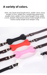 Erotic SM Props Bone Mouth Gag Humiliation Training Silicone Mouth Ball Erotic Nipple Clamps Mouth Cage Alternative Adult Products