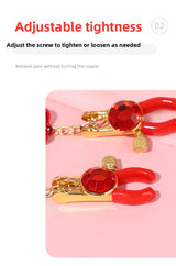 Sexy SM Props Gemstone Bell Nipple Clamps for Women Flirting Teasing Nipple Clips Tassel Chain Clips