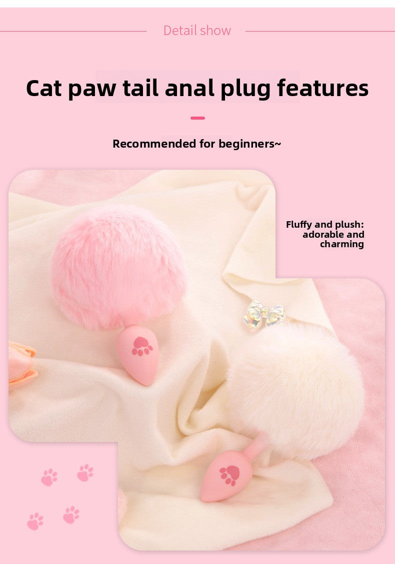 SM Sex Toys Fox Tail Anal Plug Cat Paw Silicone Anal Plug Pink Fur Ball Anal Plug Alternative Adult Products