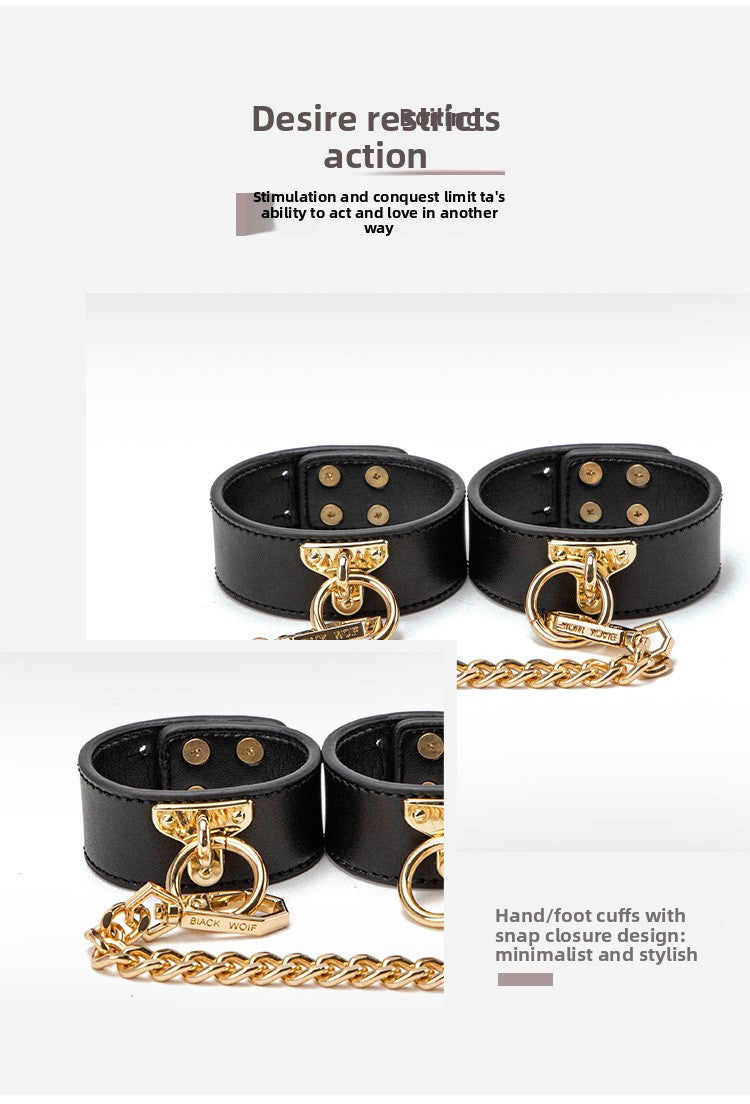 High-end SM Props Genuine Leather 8-Piece Set with Case Bondage Handcuffs Leash Collar Punishment Training Whip Adult Products