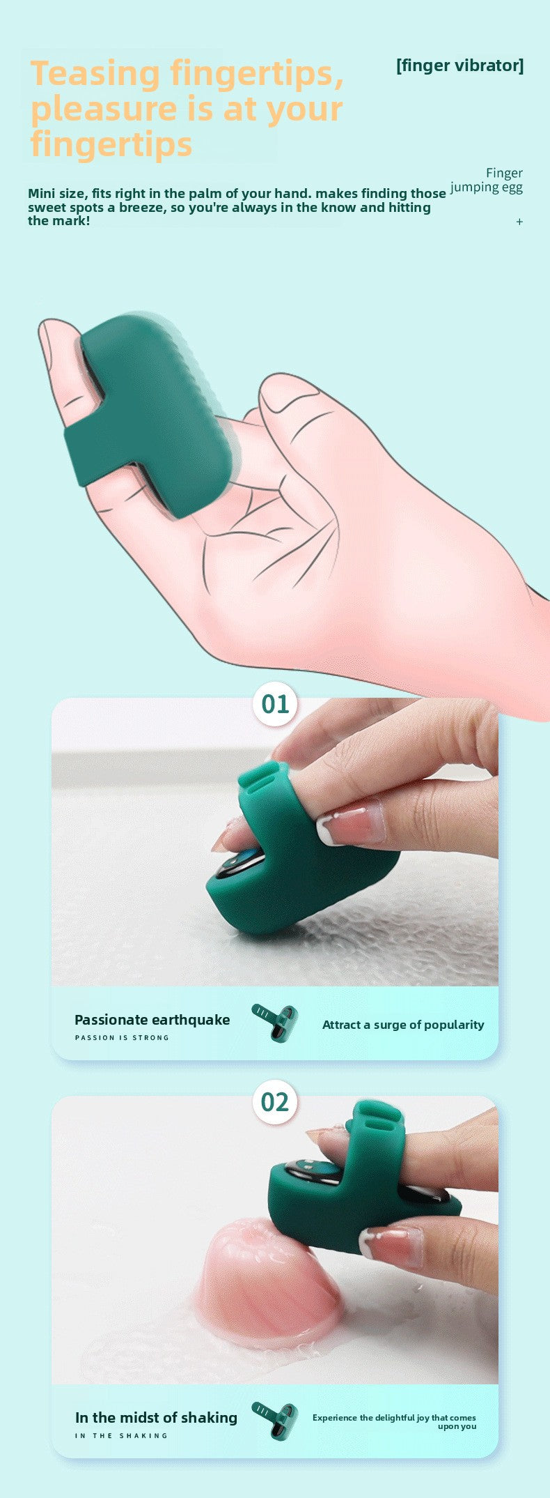 Finger Vibrator Female Masturbator Clitoral Stimulation Effort-Saving Vibrating Finger Ring Erotic Finger Vibrator