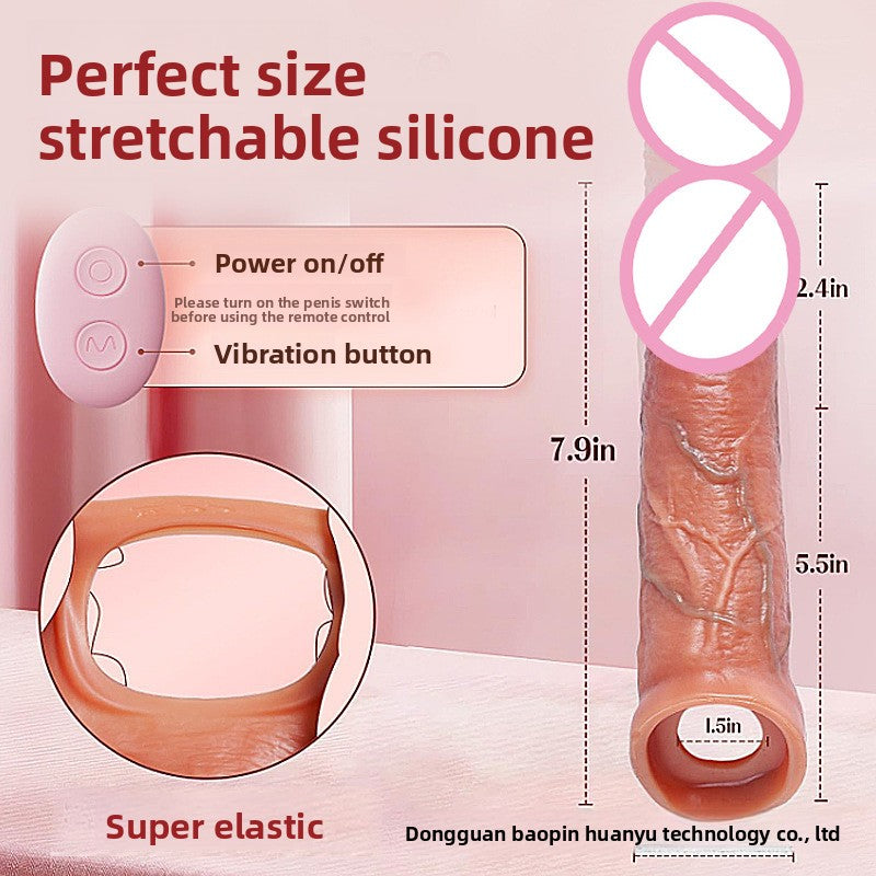 Silicone Penis Sleeve Electric Simulation Delay Wearable Enlargement Thickening Dildo Sleeve Adult Products