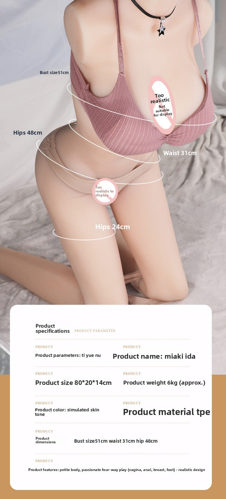 Solid Silicone Full Body Doll Adult Products Male Sex Toy Vagina Buttocks Mold Masturbator Male Realistic