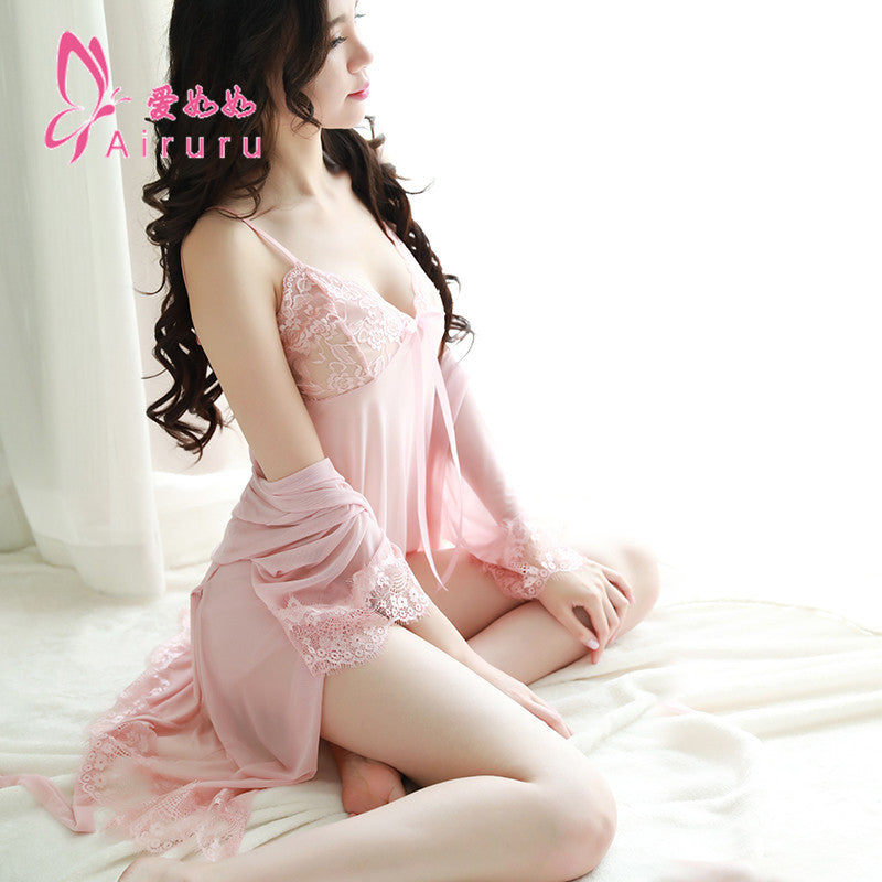 Sexy Lingerie for Women Plus Size See-through Temptation Strap Sexy Lace Nightdress Sleepwear Emotional Supplies Set