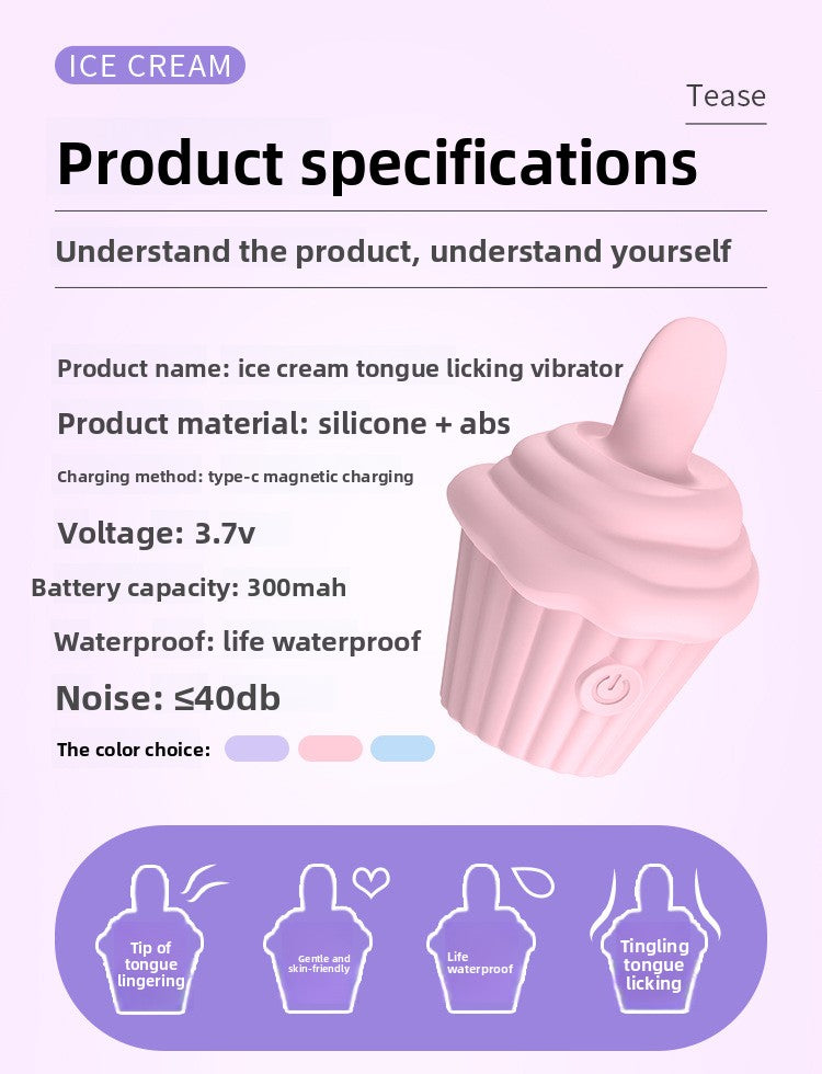 Ice Cream Multi-frequency Instant Tongue Licking Vibrator Female Masturbator Magnetic Charging Adult Sex Toy