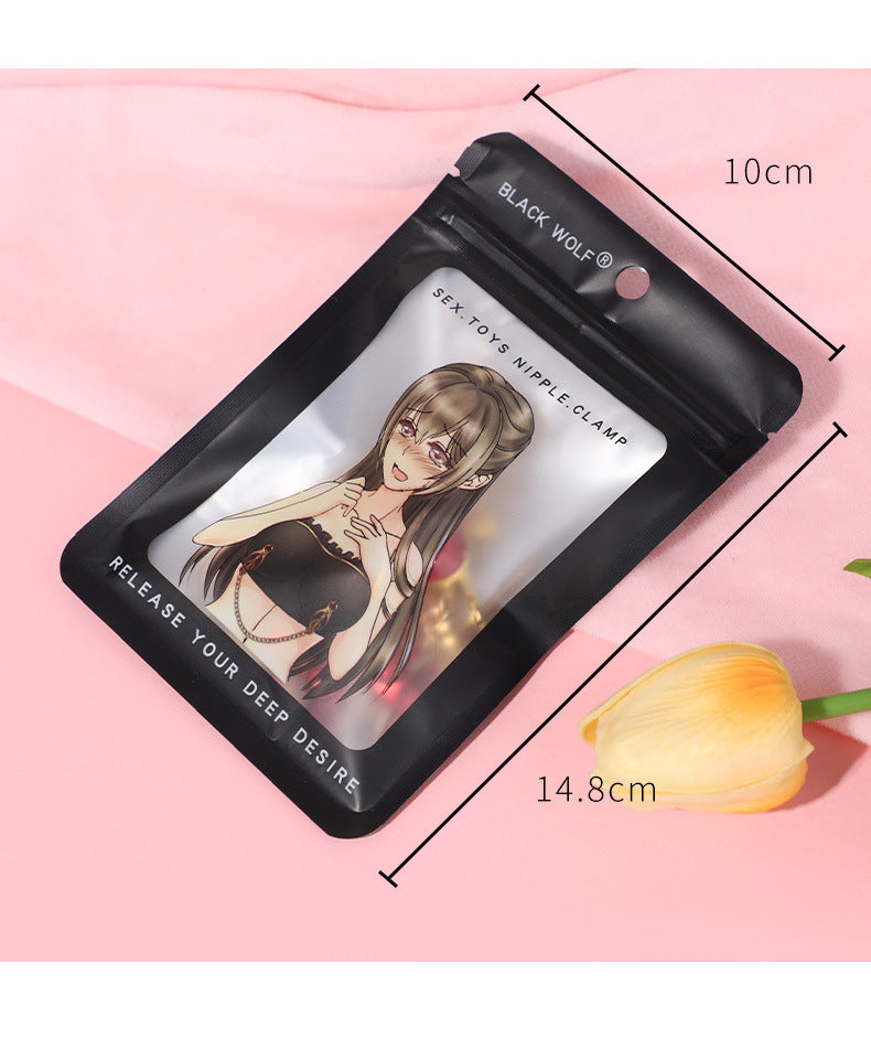 Sexy SM Props Gemstone Bell Nipple Clamps for Women Flirting Teasing Nipple Clips Tassel Chain Clips