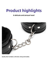 SM Props Sexy Plush Handcuffs Couple Binding Restraint Sex Toys Black Leather Handcuffs Alternative Adult Products