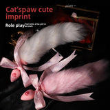 Sex Toys Props Anal Plug Silicone Cat Claw Bow Tail Back Court Props Female Toys Adult Products