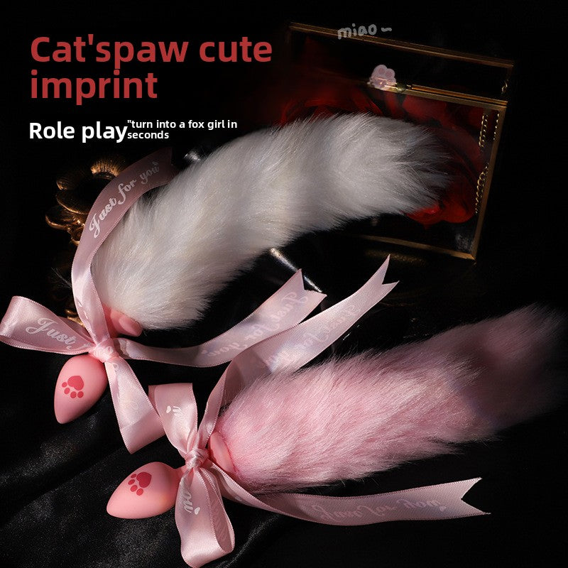 Sex Toys Props Anal Plug Silicone Cat Claw Bow Tail Back Court Props Female Toys Adult Products