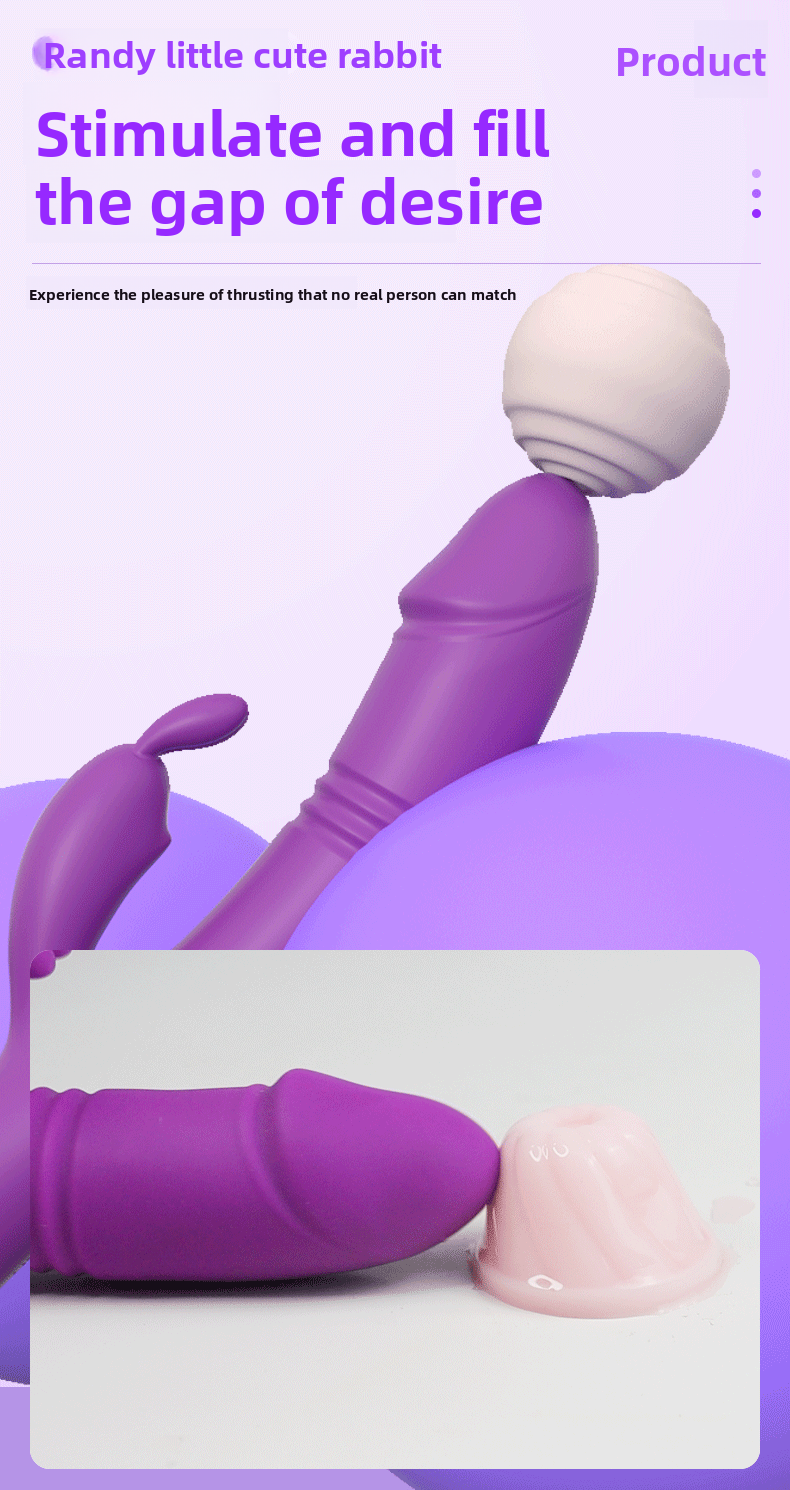 Rabbit Telescopic Vibrator Adult Toy Insertable Female Masturbator AV Massage Stick Female Toy