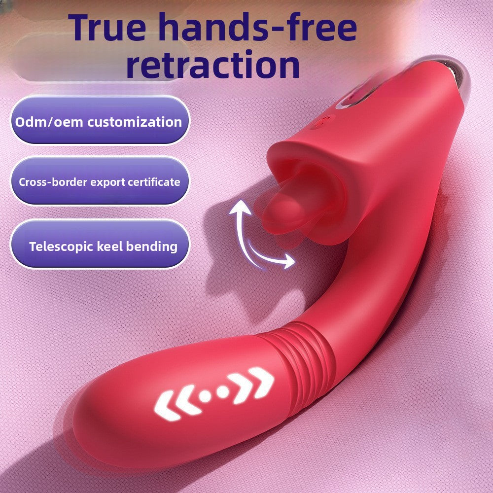 Tongue Licking Telescopic Vibrator Female Strong Vibration Female Masturbator Adult Toy Massage Stick Female Masturbator