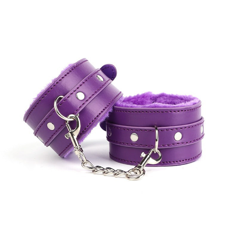 SM Props Sexy Plush Handcuffs Couple Binding Restraint Sex Toys Black Leather Handcuffs Alternative Adult Products