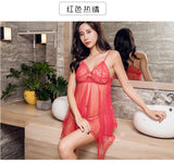 Sexy Lingerie Lace Mesh Temptation Set Plus Size European and American Style Strap Sexy Sleepwear Sheer Nightdress