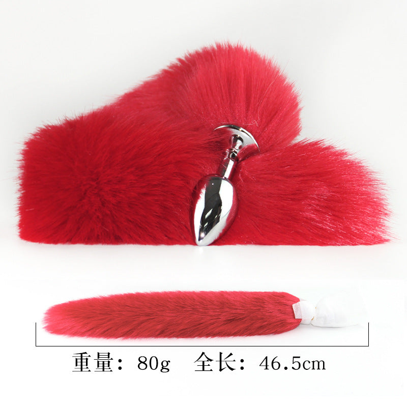 Sexy SM Props Small Metal Anal Plug Solid Color Fox Tail Anal Plug Back Court Development Training Adult Supplies