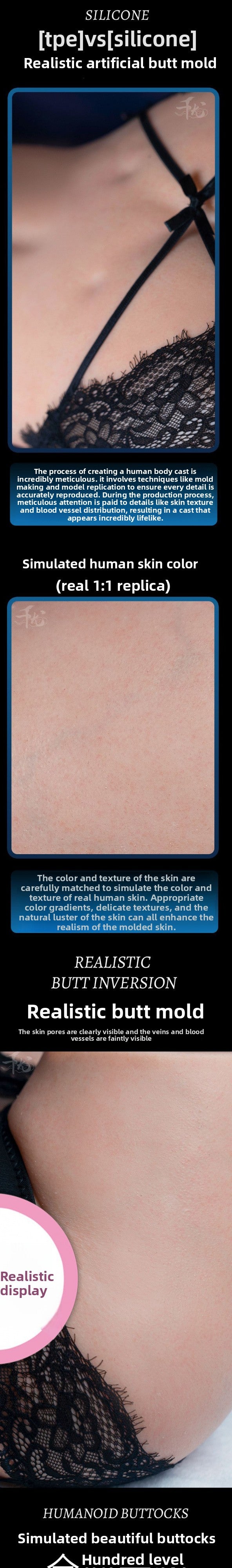 Realistic Silicone Buttocks Mold Silicone Half Body Doll Realistic Human Proportion Buttocks Mold Aircraft Cup Mold