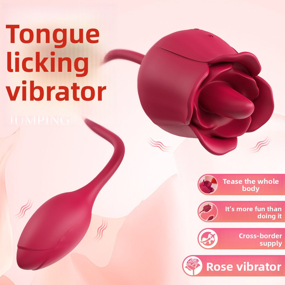 Female Double Vibrator for Young Women Rose Flirting Masturbation Sex Toy Tongue Licking Vibrator